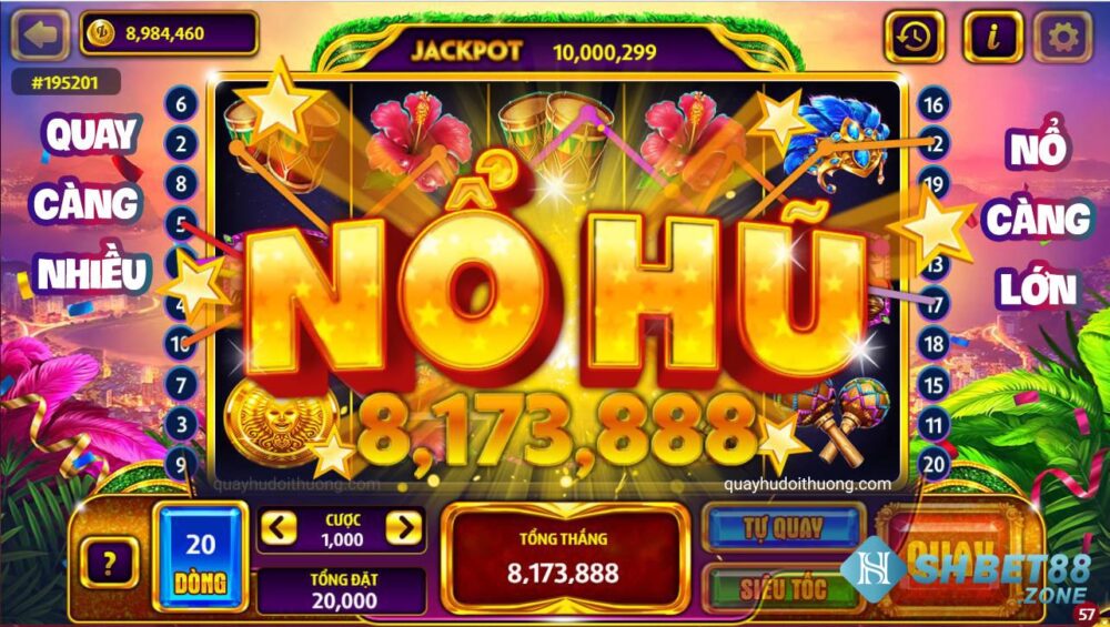 Nổ Hũ Shbet là những tựa game lấy cảm hứng từ máy xèng trong các sòng bài Casino